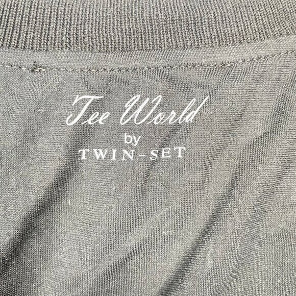 Twin-Set Women's Black Oversize Sequins Tres Jolie T-shirt Size Medium Glam - Picture 7 of 7